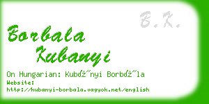 borbala kubanyi business card
